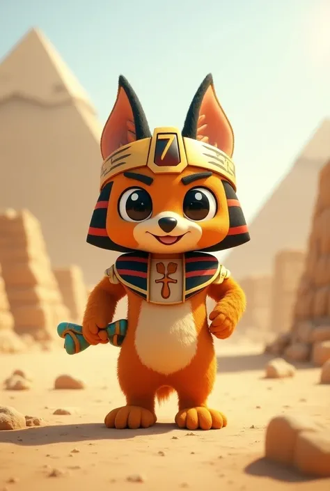 A cute mascot for the Olympics in Cairo Egypt,  inspired by the main elements of Egypt 