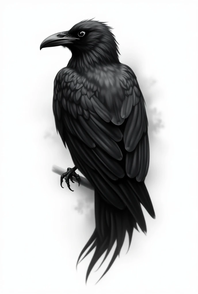 Create a simple tattoo of crow, black and white, art on paper,