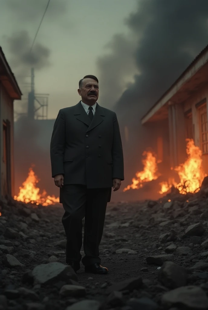 Hitler burned down the school and smiles 