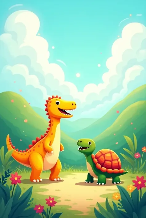 Cartoon images dinosaur 🦕 with turtle 🐢
Like this emojis 