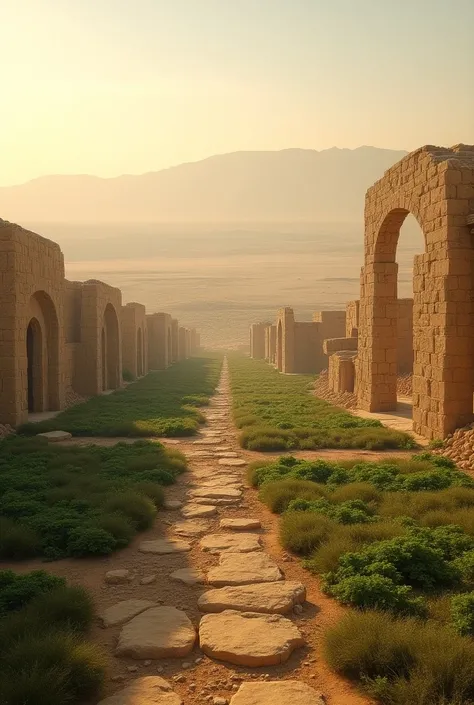 Middle Eastern landscapes , fields,  deserts and ancient stone cities.