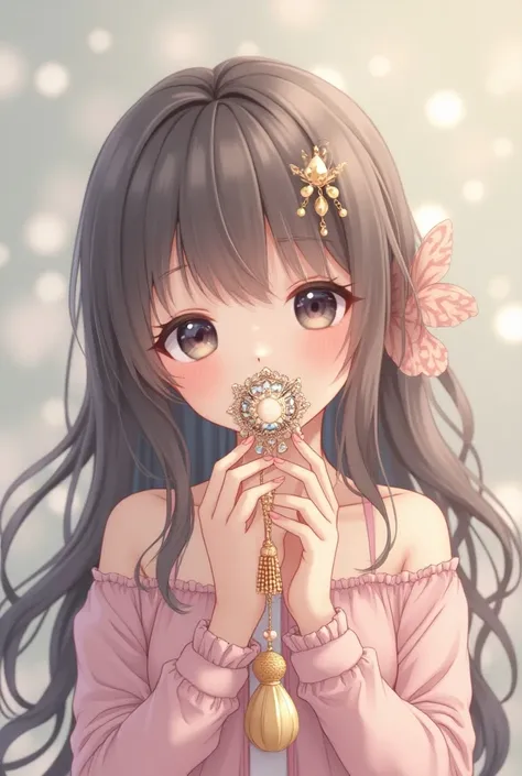 Enchanting anime girl with a luxurious pacifier"