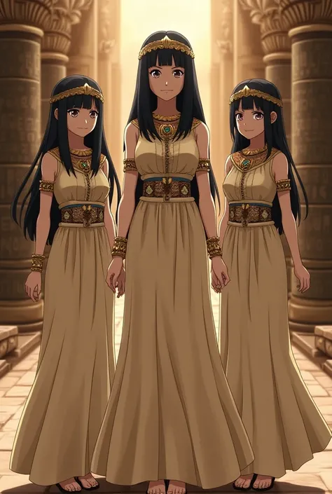 Naruto Shippuden screencap Three girls in ancient Egyptian womens clothing Naruto Shippuden screencap