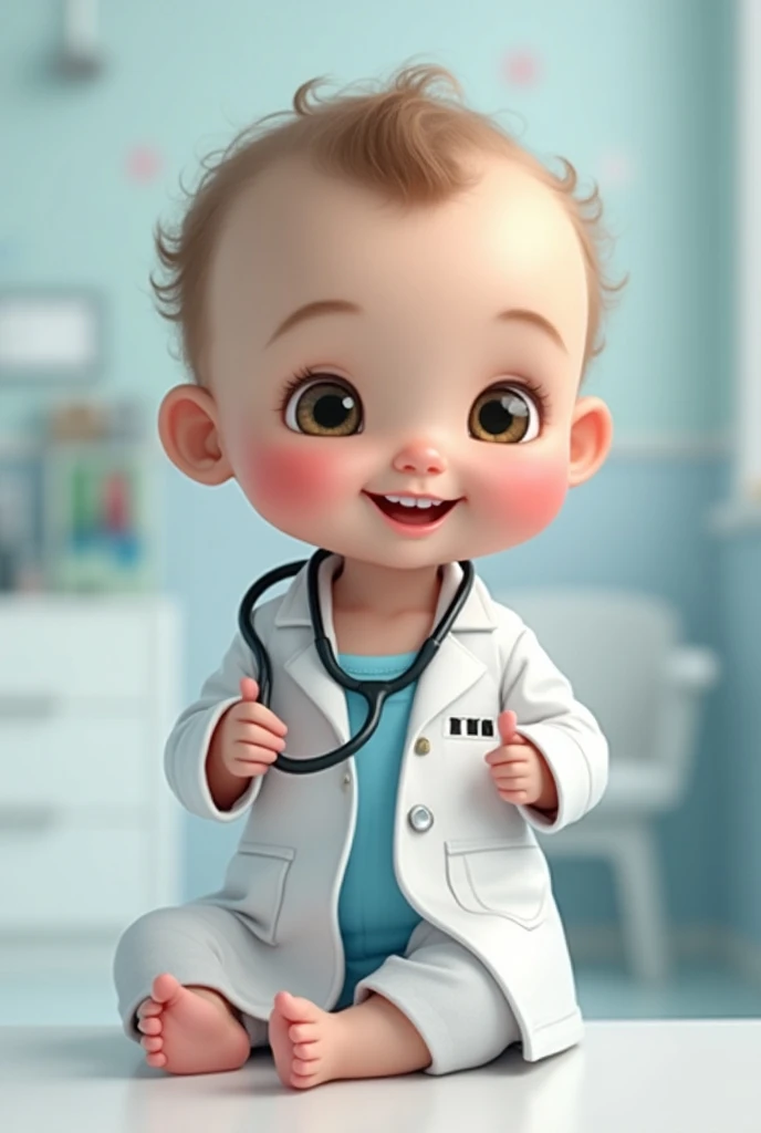 Realistic  cute Baby with stethoscope