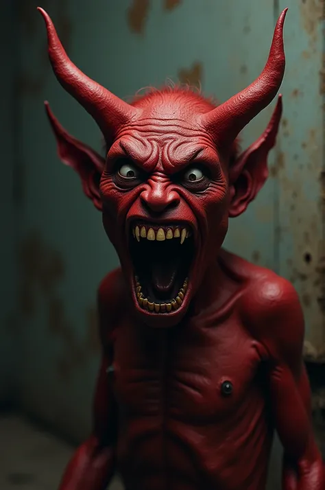 Frightened devil crying
