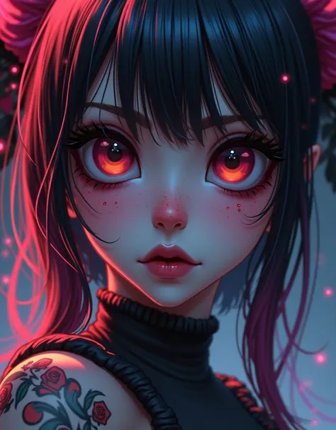 a close up of a woman with tattoos and butterfly wings, goth clown girl, 🌺 cgsociety, dark but detailed digital art, vibrant fan art, epic 3 d abstract emo girl, gorgeous digital art, anime styled digital art, creepy clown girl, dark art style, detailed di...