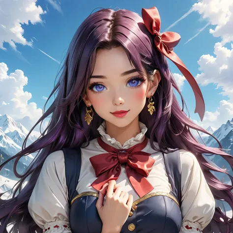 Masterpiece, 4K, HDR, full HD, (best quality), (ultra detailed), (only), intricate ANIME TYPE, best quality, 1girl, deep purple hair , hyper beautiful face, purple hair, perfect anatomy, shiny skin, full body, alone (shiny purple hair, long hair), looking ...