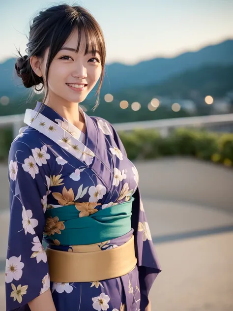 (masterpiece,  best quality :1.4), Beautiful Face, 8k, 85 mm, Absurd, (Floral print yukata:1.4), Upper body, A slightly open yukata、Exposing breasts、 Big Breasts、valley、Delicate girl, Alone, night, Random Gaze、 upper body,  Film Grain, chromatic aberration...