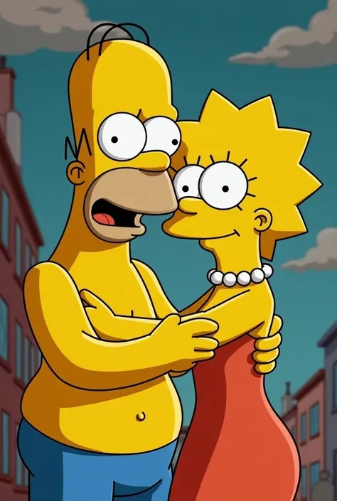 Homer and Lisa Simpson naked