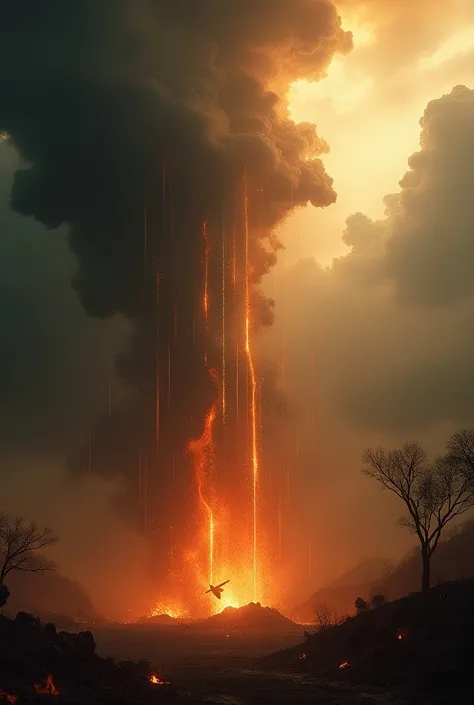 Gunpowder falling from the sky and liquid fire real image 