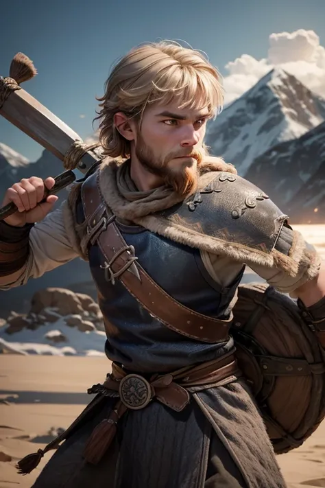 man, viking, Viking culture, with bows in their hands, training, Game of Thrones style, medieval,  short hair with bangs , machista, male, (((young))).