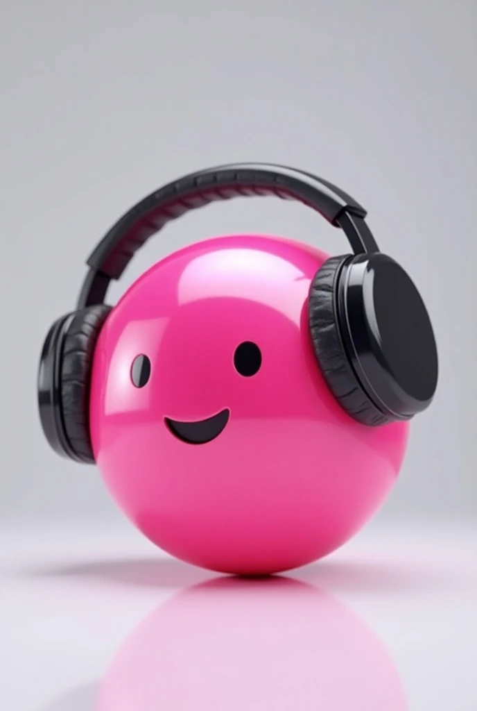 pink 3D billiard ball emoji wearing black large headphones