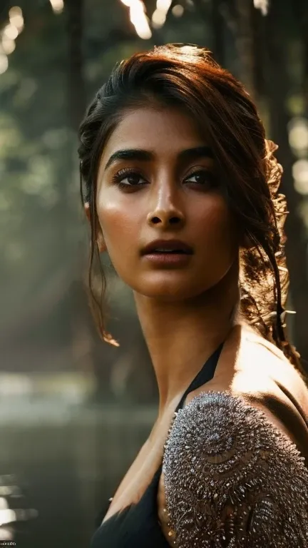  photo of  ( Pooja Hegde ) in Hellblade: Senuas Sacrifice, posin while neing fucked, long hair, sexy expression, clean face, finely detailed eyes, moody, bikini clothes, epic scene, epic composition, Photography, Cinematic Lighting, Volumetric Lighting, et...