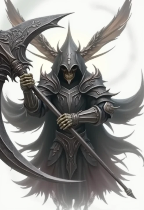 The black knight holding the grim reapers scythe