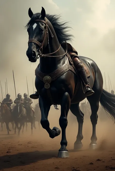 Realistic black horse in wars