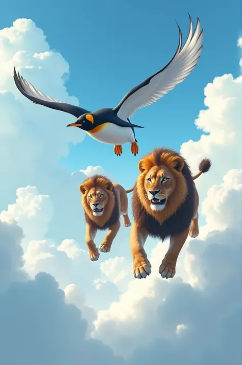 2 penguins that fly with lions 