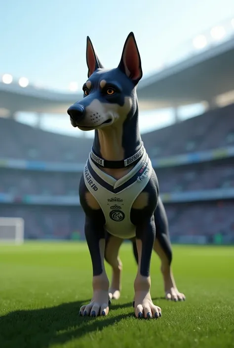 A dog as the mascot of the Real Madrid team
