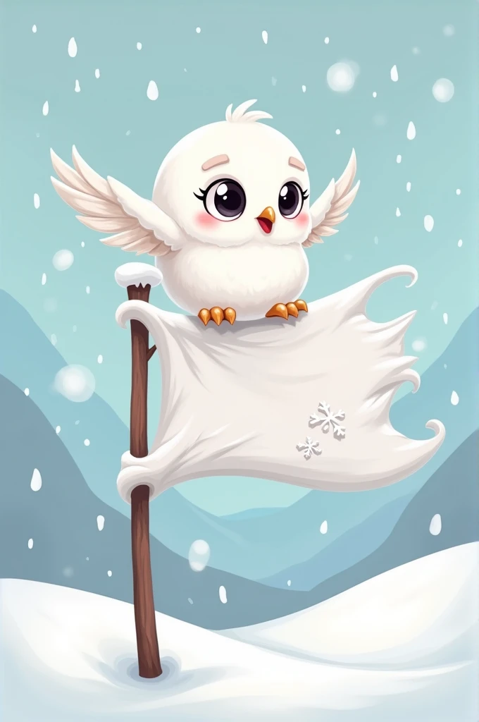 Snowy owl flag cartoon 