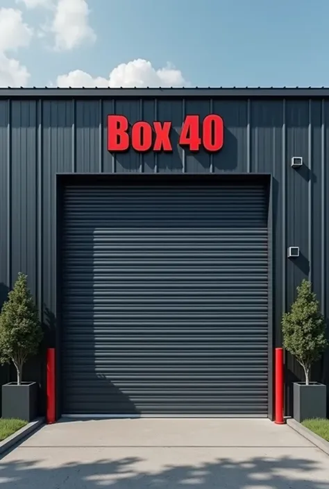  High resolution ,  graphite garage door .
 With the name box 40 .

 It would be a front for an enterprise.  A top quality vehicle wash ,  American advertisement poster , 