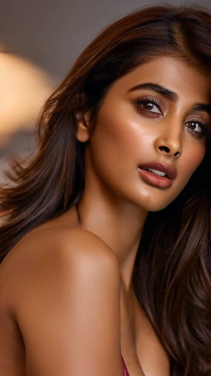 Close up body photo of  ( Pooja hegde)),, ((while being fucked)),bedroom, long hair, sexy expression, clean face, finely detailed eyes, moody, epic porn scene, epic composition, Photography, . 35mm photograph, film, bokeh, professional, highly detailed, po...