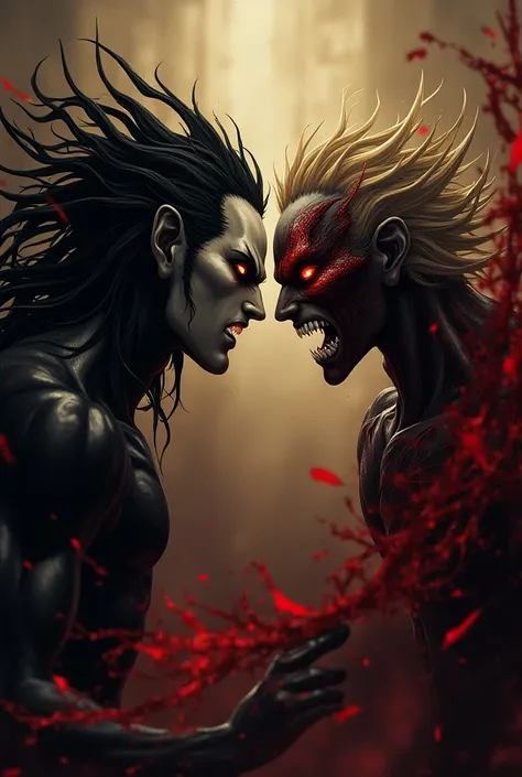 In the midst of a tense standoff, Dio from JoJo’s Bizarre Adventure faces off against Spawn, exuding an aura of power and menace. This mesmerizing image, perhaps a detailed painting or digital illustration, captures Dios vampiric features and menacing deme...