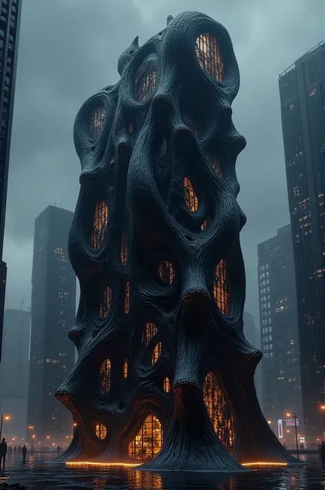 Create a building design inspired by the character Venom