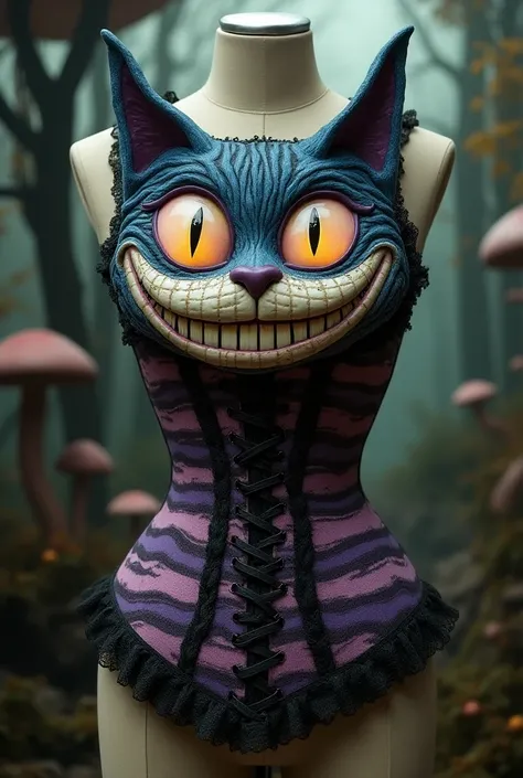 Corset inspired by the character of Alices cat in Wonderland Tim Bulton edition