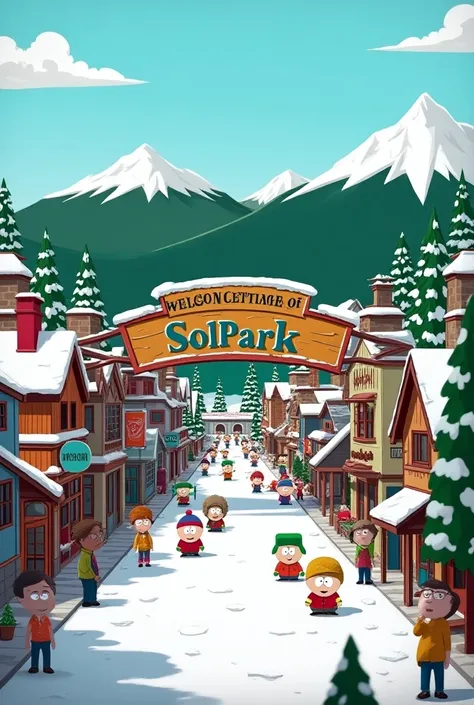 Southpark city with sign “welcome to Solpark”