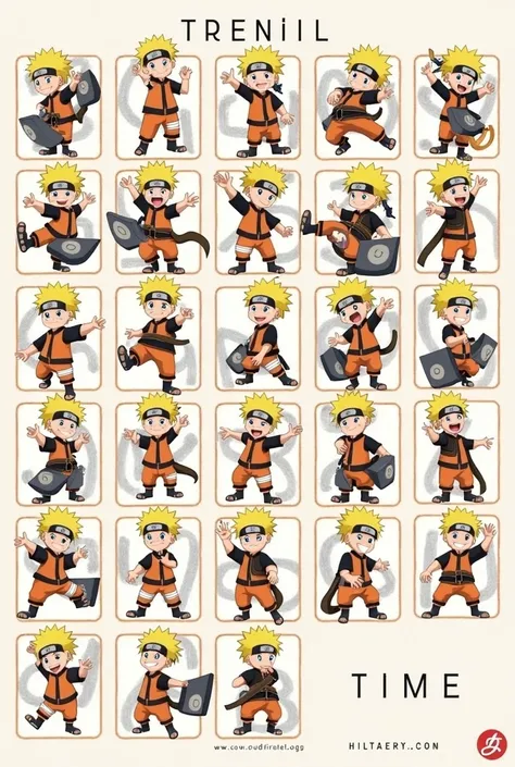 A series of 24 square-shaped images of Naruto with countdown numbers for the advent calendar 