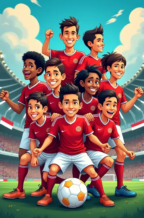 Create a cartoon of the Indonesian national team