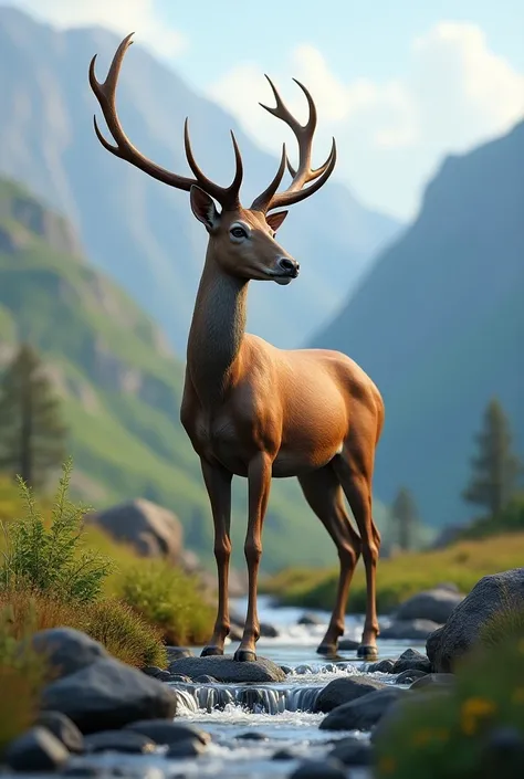 a lead-colored deer without chunks from the Andean highlands that is realistic in a beautiful environment 