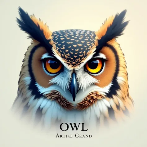 Generate the face of an owl artistic type with the name below the LEGEND image to use as a personal brand
