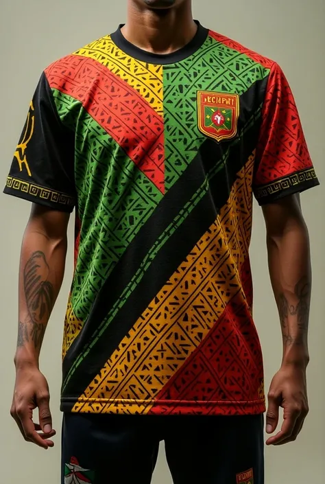  Create a jersey for the Quilombola Games. With the 4 colors red , green, black and yellow 