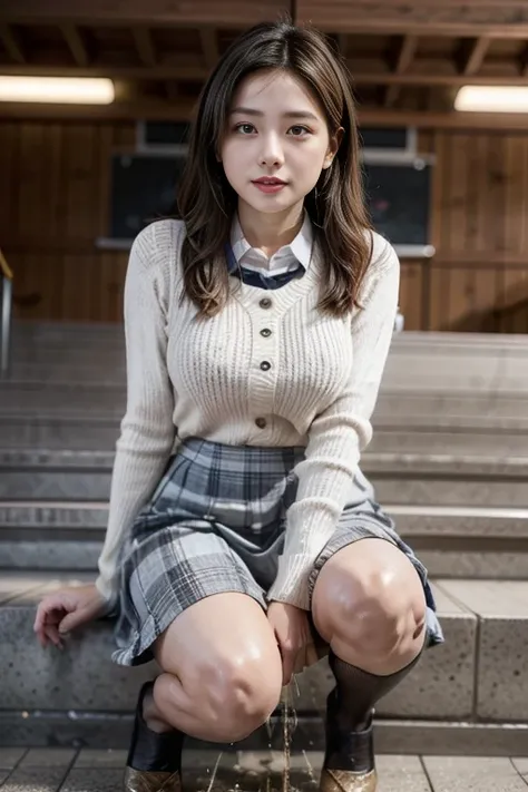 Female teacher pisses、Female teacher urinates at student graduation ceremony、Pee leak、peeing herself、A lot of pee、From below、Gaze at the audience、( grey skirt  )、Checkered mini skirt、High heels、Perfect figure、Very beautiful、Japanese elementary school teach...