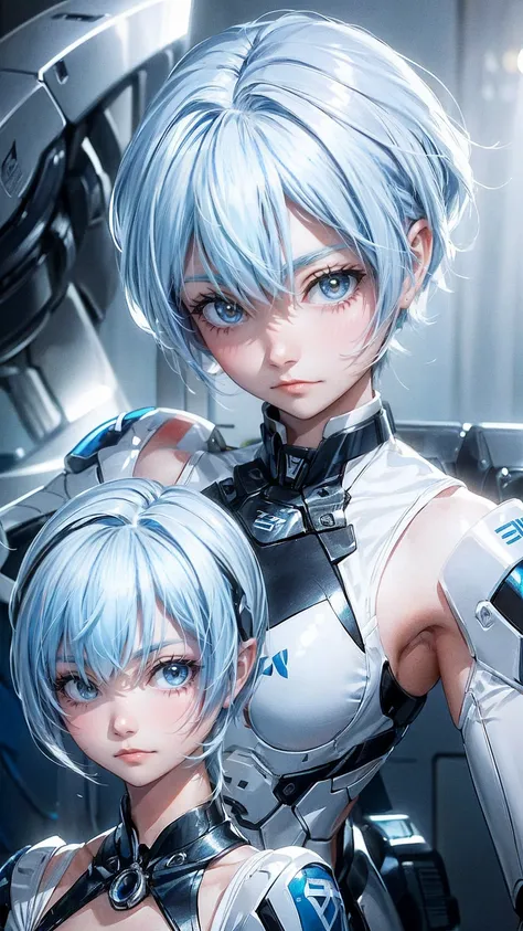 ((4K Works))、​masterpiece、(top-quality)、Beautiful girl、(( micro bikini :1.3)), Slender body、Tall、(  Beautiful Eyes with Attention to Details )、(( face similar to Carly Rae Jepsen ))、((Short grey hair))、((Small face))、((Expressionless))、(( Bright Blue Eyes ...