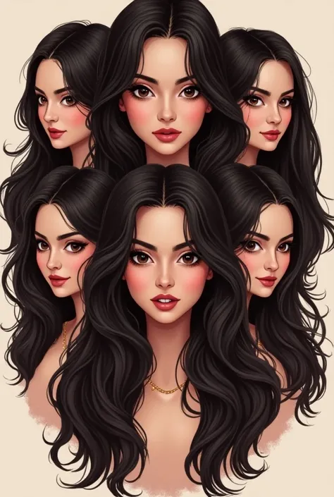  Create a logo for a new company called Dulce Tentación that sells strawberries with chocolate,cookies, Sweets put the name of the company and only 6 brown-eyed black-haired girls 