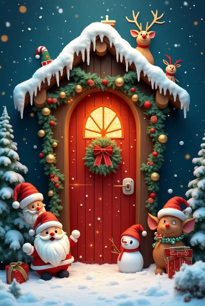 I want a decorated Christmas door that ren like more creatively 