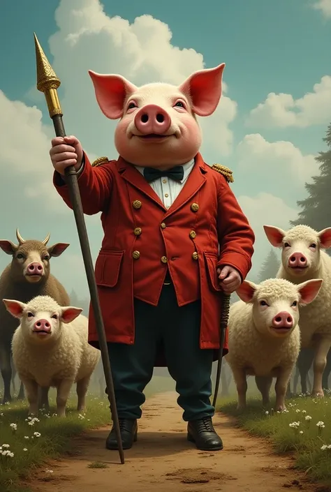  Napoleon  ( the pig )
Description:  Authoritarian Leader ,  appropriates absolute power .
Symbolism:  It represents Stalin and totalitarianism .
Snowball  ( the pig )
Description: intelligent, idealistic,  proposes improvements for the farm .
Symbolism:  ...