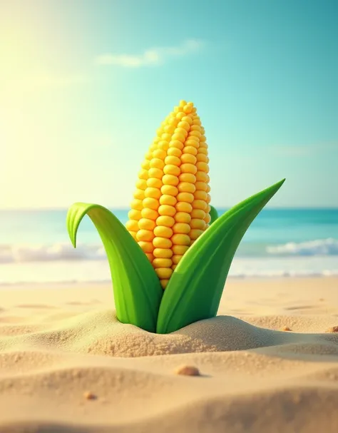 Green corn logo on the beach,  logo type for sales