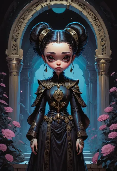  gothic aesthetic by Skottie Young,  best quality , masterpiece, Representative work, art officiel, professionnel,  Very complex and detailed , 8k. RIENE AMIDALA. NABOO