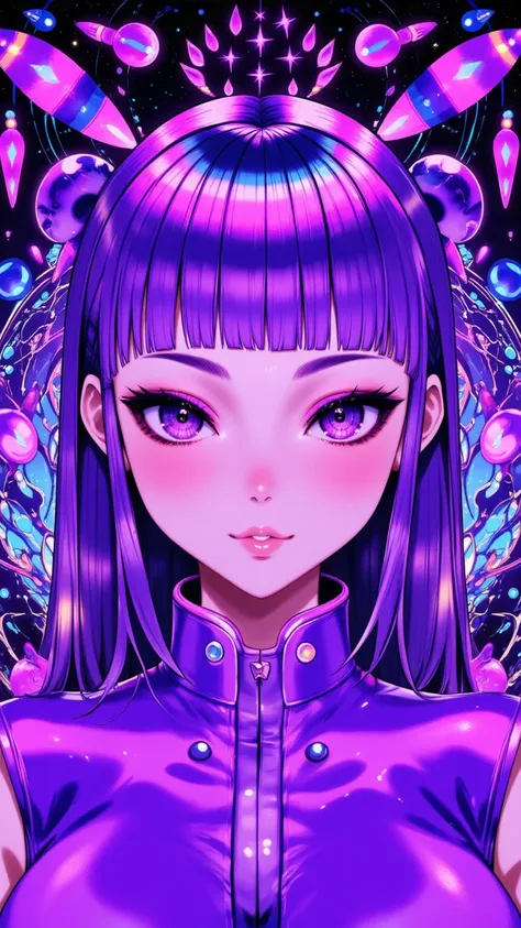 ((best quality)), ((masterpiece)), (detailed), perfect face of cyberpunk mecha japanese girl, young, pure, pale, face blush, big...