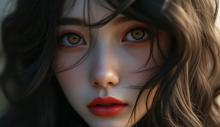 korean girl memo, style of cranberrycore:1.25, dark and chaotic, fairy kei, manticore, gothic dark intensity, emphasis on facial...