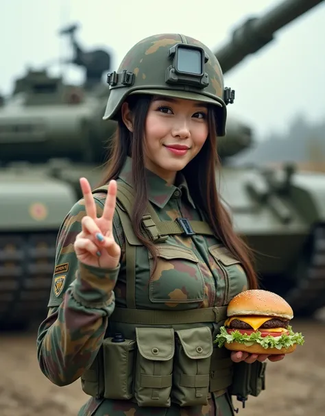 documentary photo, realistic, dramatic scene, very beautiful Japanese high school girl, teenage famous beautiful Japanese idol, cute woman, beautiful white transparent skin, Fully equipped for battle, (wearing an army soldiers Camouflage outfits with milit...