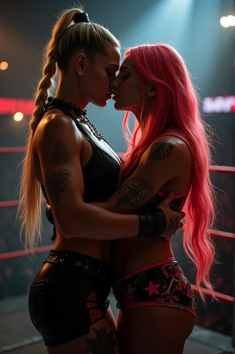 Rhea Ripley kisses Liv Morgan 