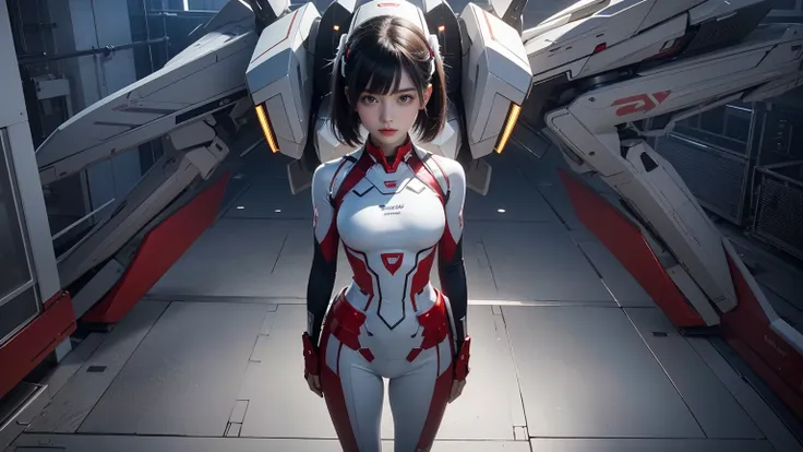 wide-angle lens， best quality，view from above，ultra-fine cg，mecha girl