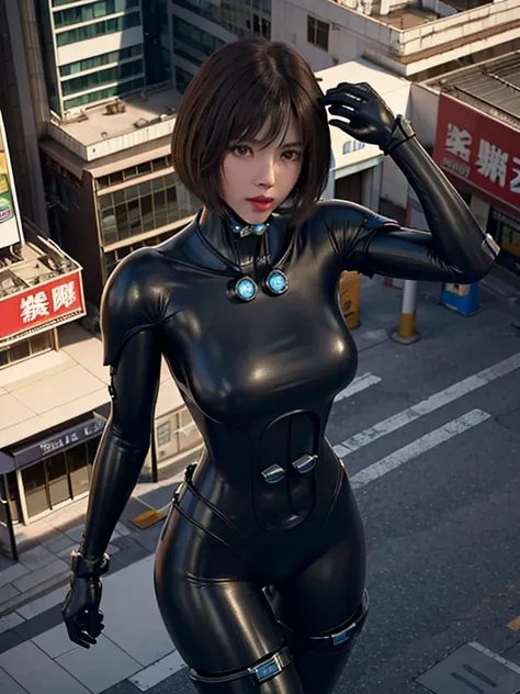  Shameful Photography ，Public shame reveals photography 。Wide-angle lens， best quality，View from above，Ultra-fine CG， giant mecha girl taller than a building，  Soaked，