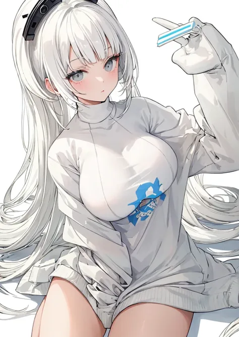 masterpiece, best quality, high contrast, masterpiece, best quality, high quality, perfect anatomi, 1girl, breast, white hair, b...