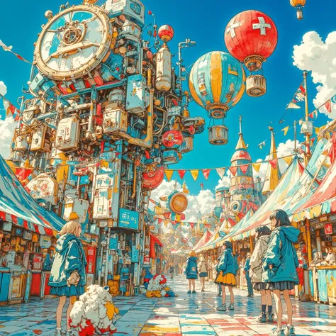 from below,1girl ,she is cute girl and circus heroin she work with lion,and she ride on her animal lion, In a dazzling steampunk circus set under a grand tent of brass gears and intricate clockwork, the world bursts with vibrant colors and energy. The air ...