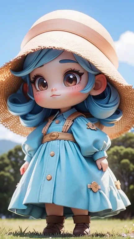 1 woman designed with stereotypical features of australian traditional culture and history, super deformed small girl, very Cute and pretty girl,  very beautiful face、her country's traditional costume、 Outdoor、background is her country's Iconic Landmarks and Scenery、((Best Quality))