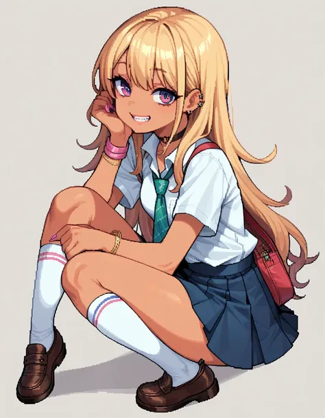 1girl,gyaru,small breasts,bitch,whore,smile,pixel art,socks,shoes